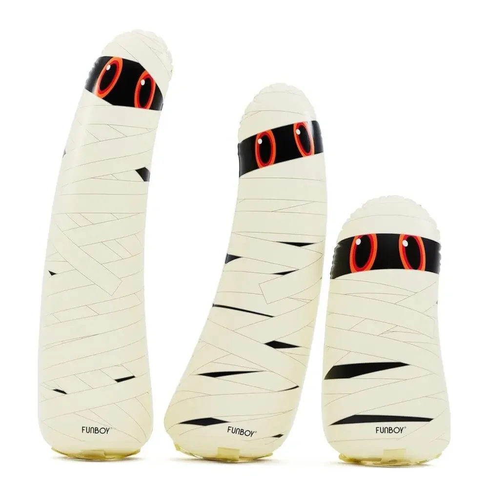 FUNBOY Light-Up Inflatable Halloween Mummy Ghosts, 3-Piece Cordless Set